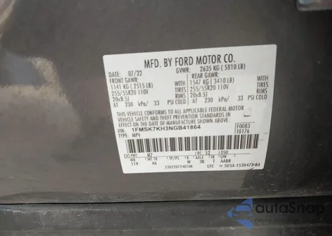 2022 Ford Explorer St-Line z USA, uszkodzony, nr VIN 1FMSK7KH3NGB41864